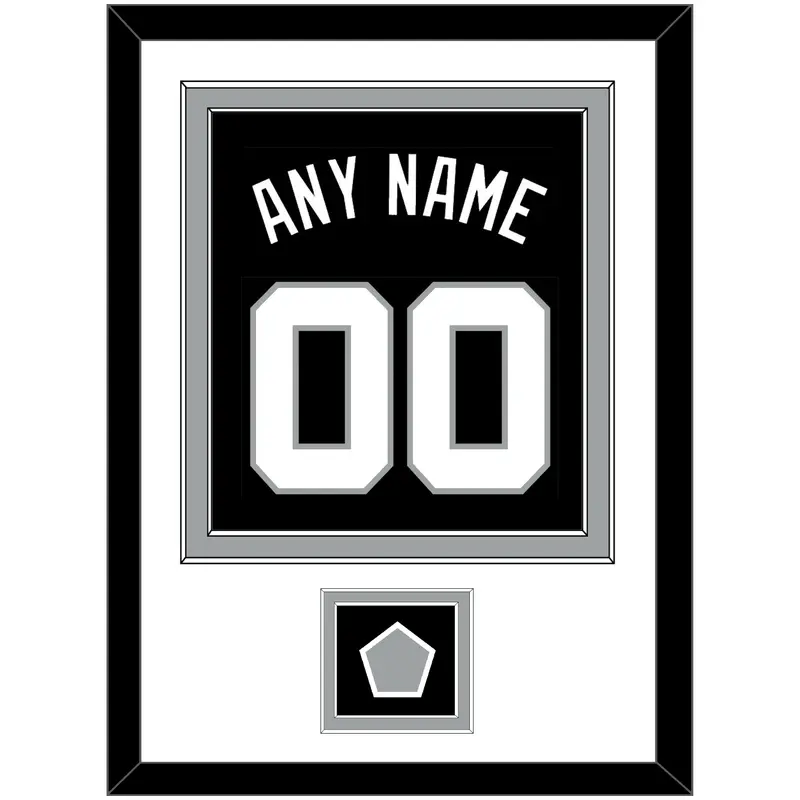 San Antonio Name & Numbers With Finals Patch - Road Black (1989-2002) - Double Mat 1