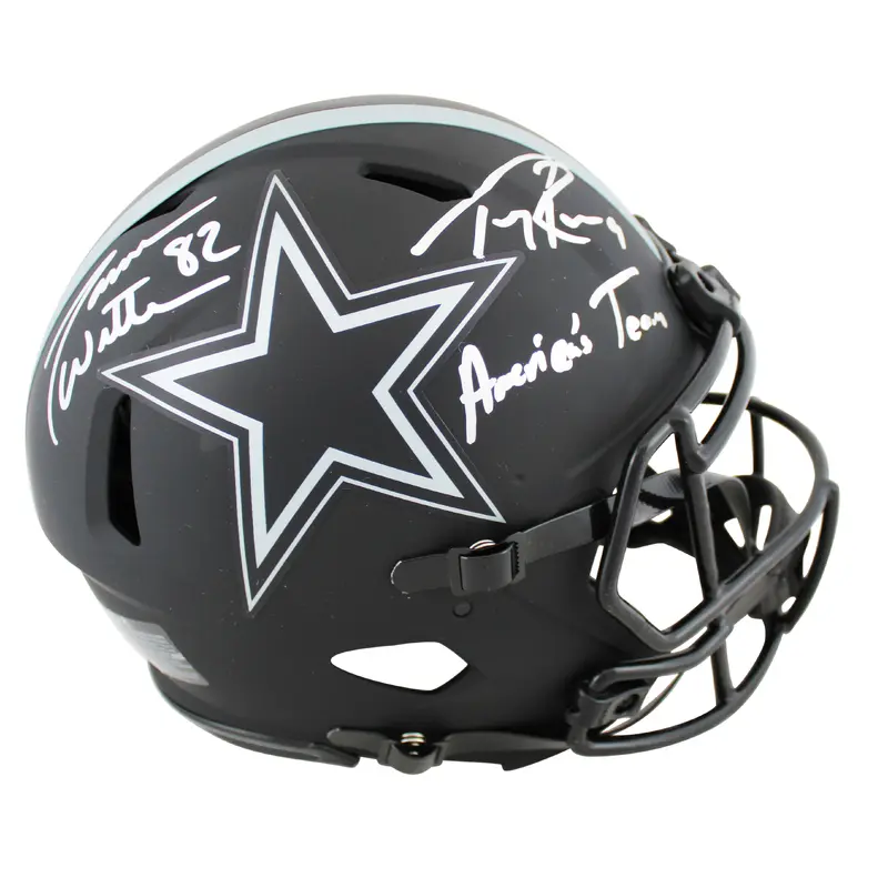 Cowboys Tony Romo & Jason Witten Signed Eclipse F/S Speed Proline Helmet BAS Wit