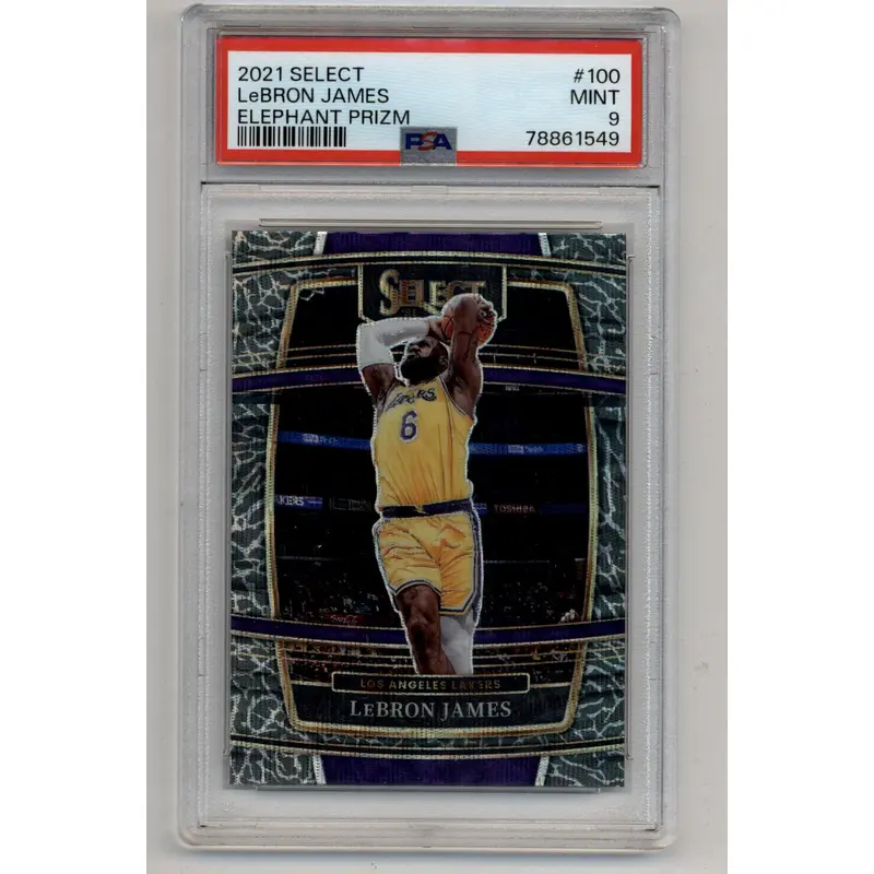 LeBron James 2021-22 Select Elephant Prizm #100 PSA 9 Mint