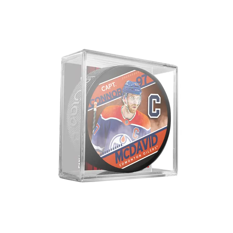 NHL Captain Series Connor McDavid Edmonton Oilers Souvenir Hockey Puck In Cube
