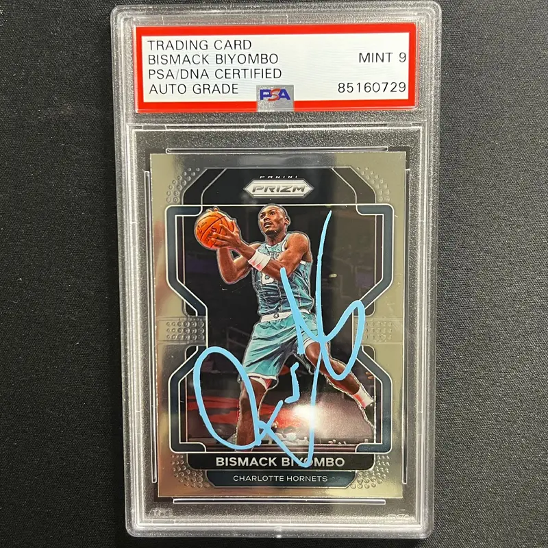 2021-22 Panini Prizm #195 Bismack Biyombo Signed Card Mint 9 PSA Slabbed Hornets