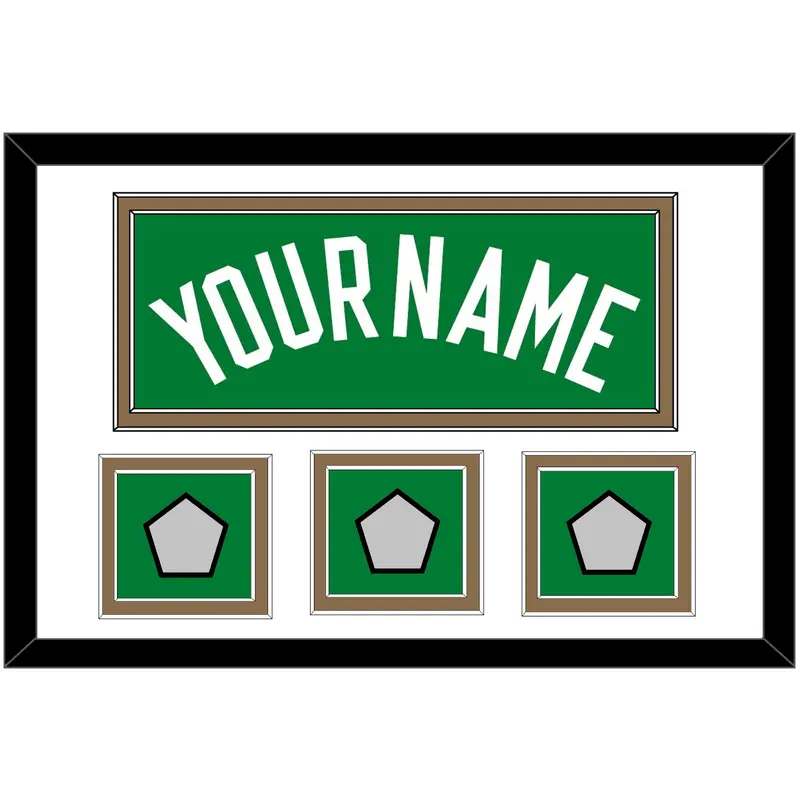 Boston Name & 3 Trophy Patches - Road Green (1972-2018) - Double Mat 1