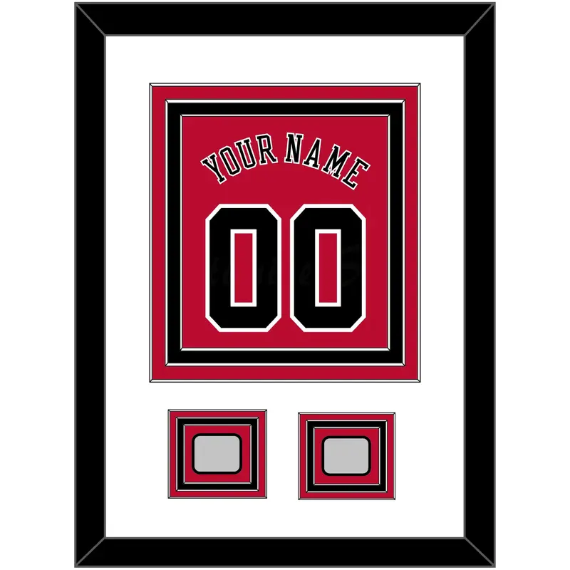 Chicago Name & Number With 2 Champions Patches - Road Red (1986-2017) - Triple Mat 1