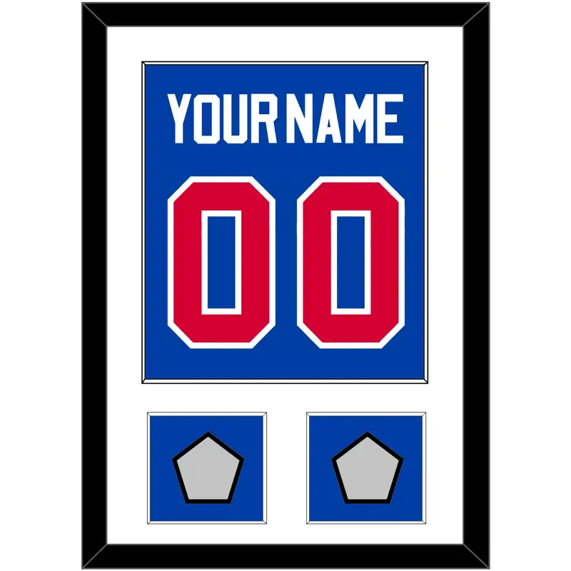 Detroit Name & Number With 2 Champions Trophy Patches - Road Blue (1981-1996) - Single Mat 1
