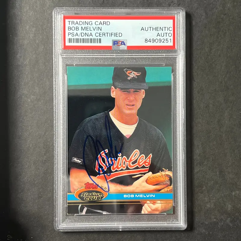 1990 Topps Stadium Club #312 Bob Melvin Signed Card PSA Slabbed Auto Orioles