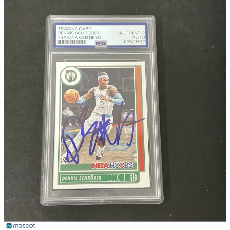 2021-22 Panini NBA Hoops #156 Dennis Schroeder signed card PSA Boston Celtics