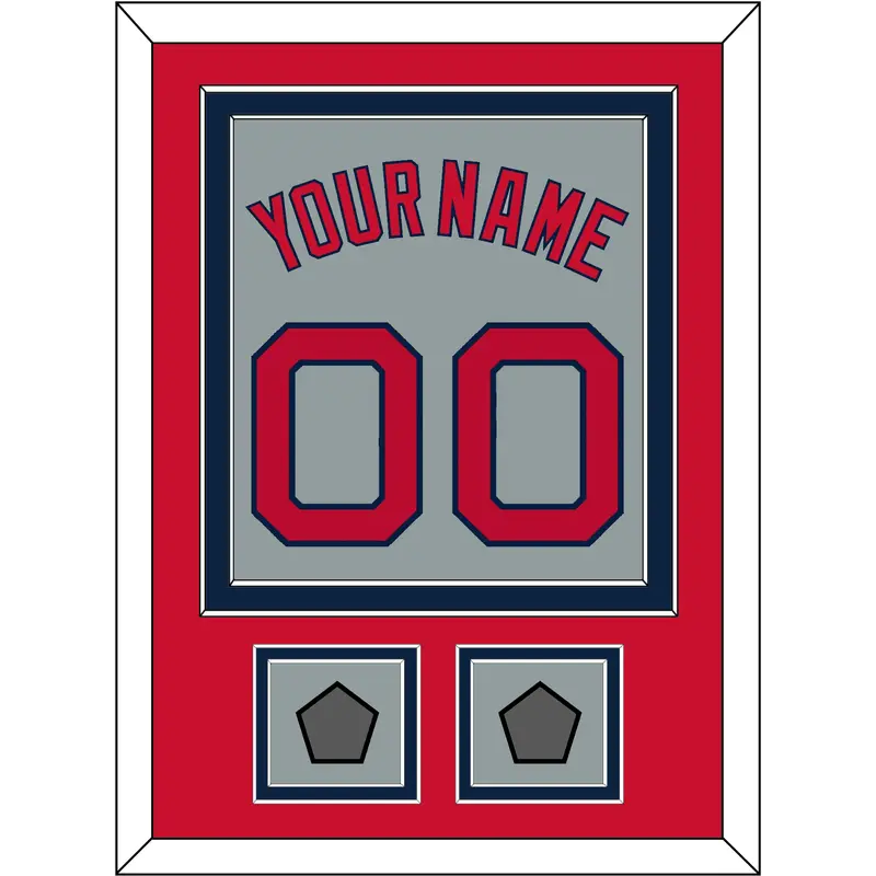 Boston Name, Number & Two World Series Jersey Patches - Road Gray - Double Mat 3