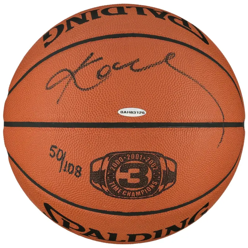 Kobe Bryant Signed Spalding Official 3 Time Champ Game Basketball UDA & PSA COA