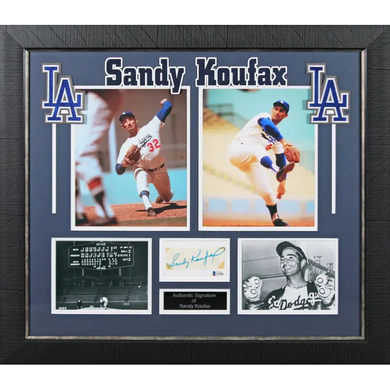 Dodgers Sandy Koufax Authentic Signed & Framed 1.5x4 Cut Signature BAS #A70582