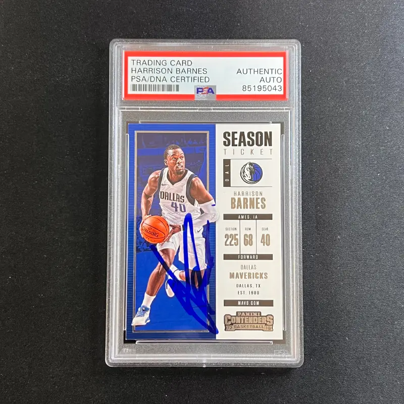 2017-18 Panini Contenders #46 Harrison Barnes Signed Card AUTO PSA Slabbed Mavericks