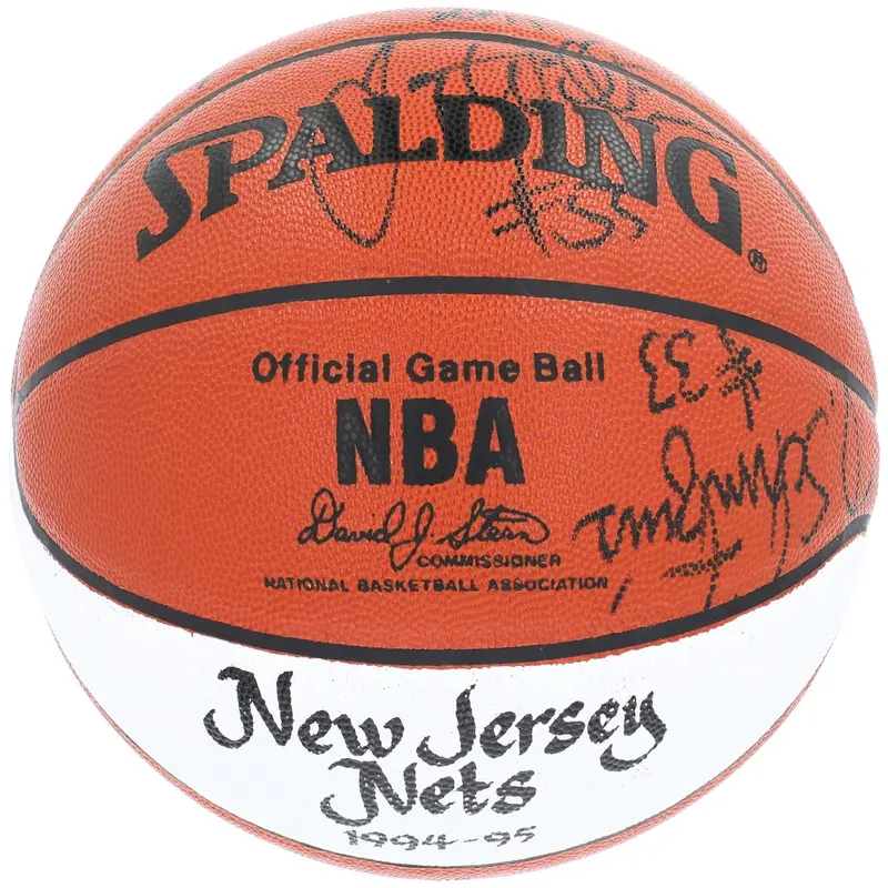1994-95 New Jersey Nets Team Signed Spalding NBA Game Basketball JSA COA