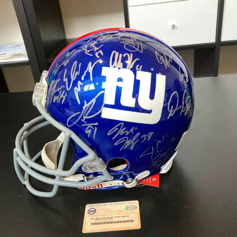 2007 New York Giants Super Bowl Champs Team Signed Full Size Helmet Steiner COA