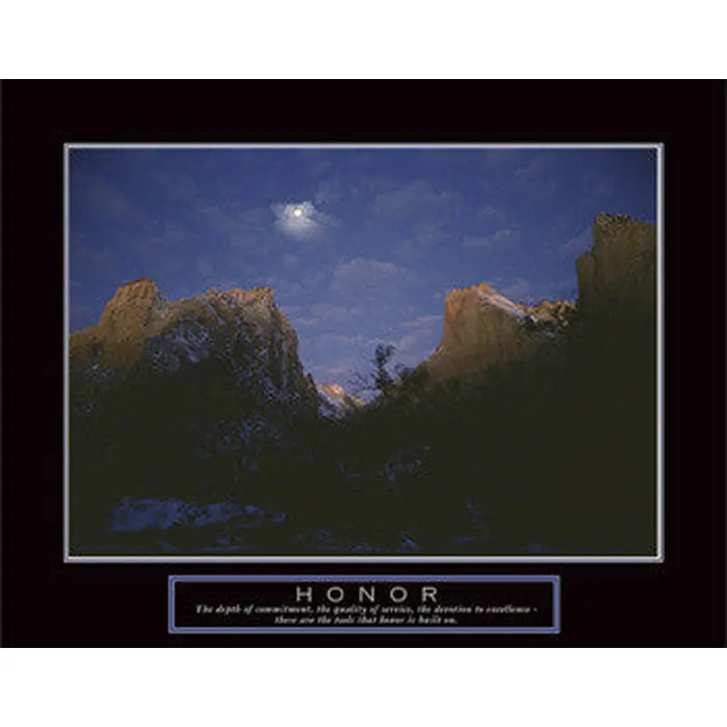 Full Moon over Zion Canyon "Honor" Motivational Poster - Front Line