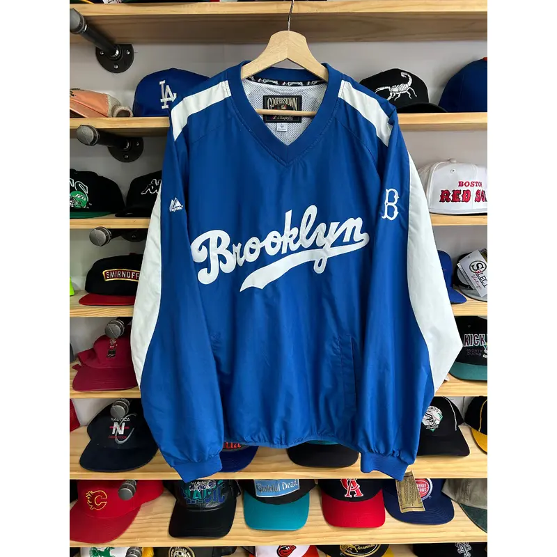 Vintage Majestic Cooperstown Brooklyn Dodgers Pullover Windbreaker Large NWT