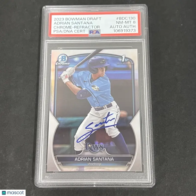 2023 Bowman Draft #BDC130 Adrian Santana Chrome Refractor signed card PSA 8 Auto