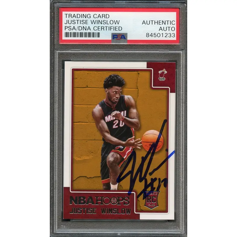 2015-16 NBA Hoops #300 Justice Winslow Signed Card AUTO PSA/DNA Slabbed RC Heat