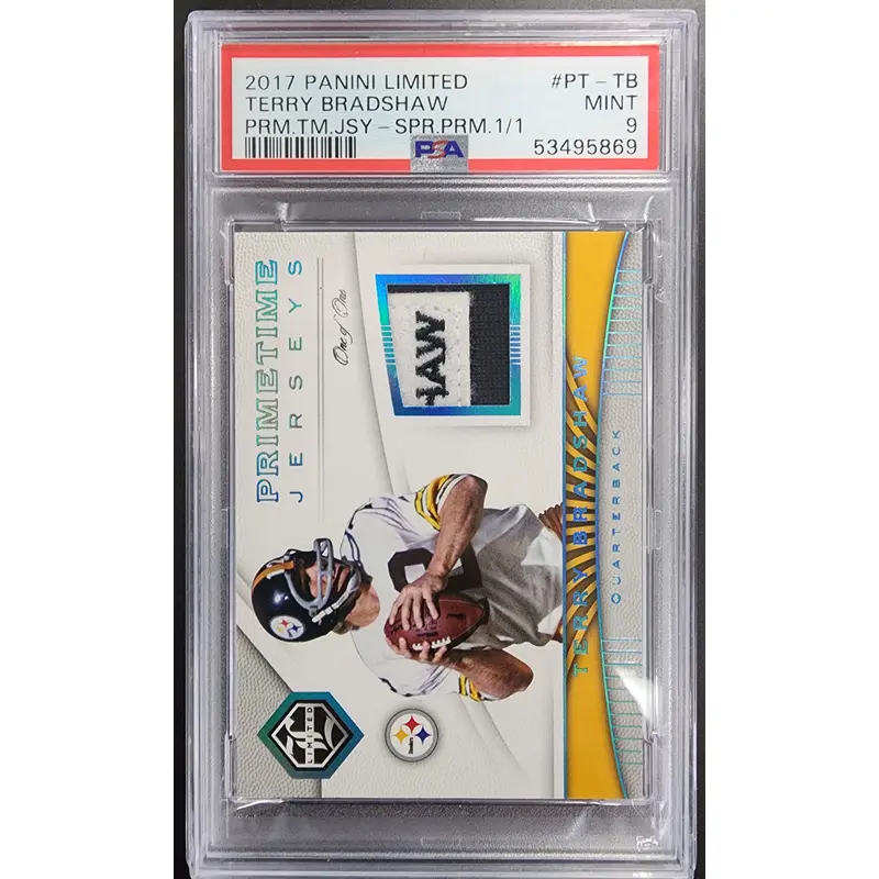 Terry Bradshaw 2017 Panini Limited Super Prime 1/1 Patch PSA 9 Mint