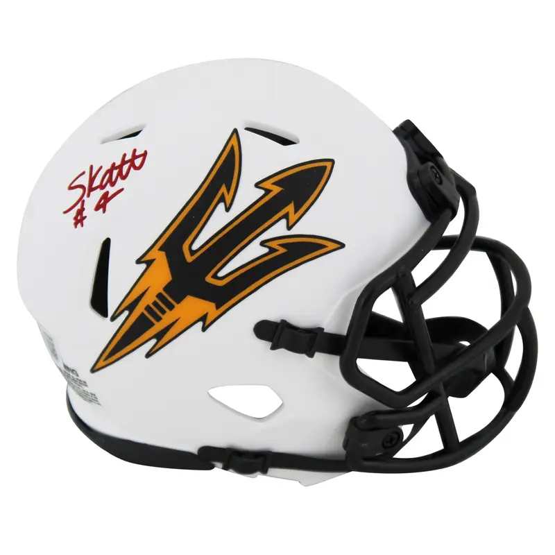 Arizona State Cameron Skattebo Signed Lunar Speed Mini Helmet BAS Witnessed