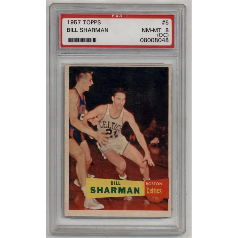 Bill Sharman 1957-58 Topps #5 Rookie PSA 8 (OC) Near Mint-Mint