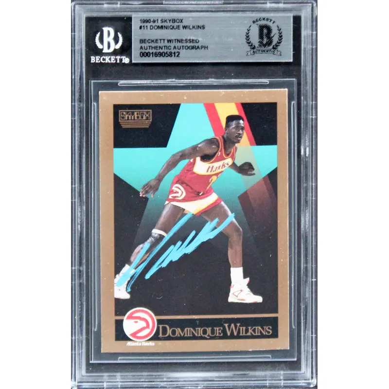 Hawks Dominique Wilkins Authentic Signed 1990 Skybox #11 Card BAS Slabbed 2