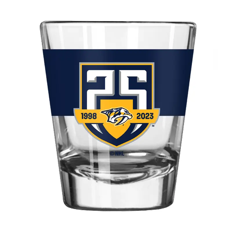 Nashville Predators 25th Anniversary Color Block 2oz Shot Glass