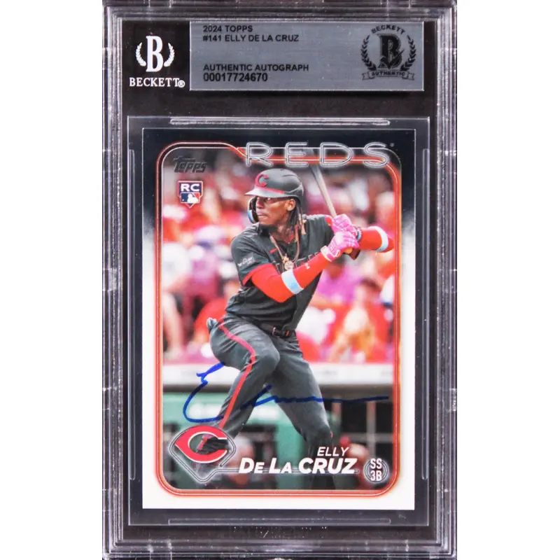 Reds Elly De La Cruz Authentic Signed 2024 Topps #141 Card BAS Slabbed