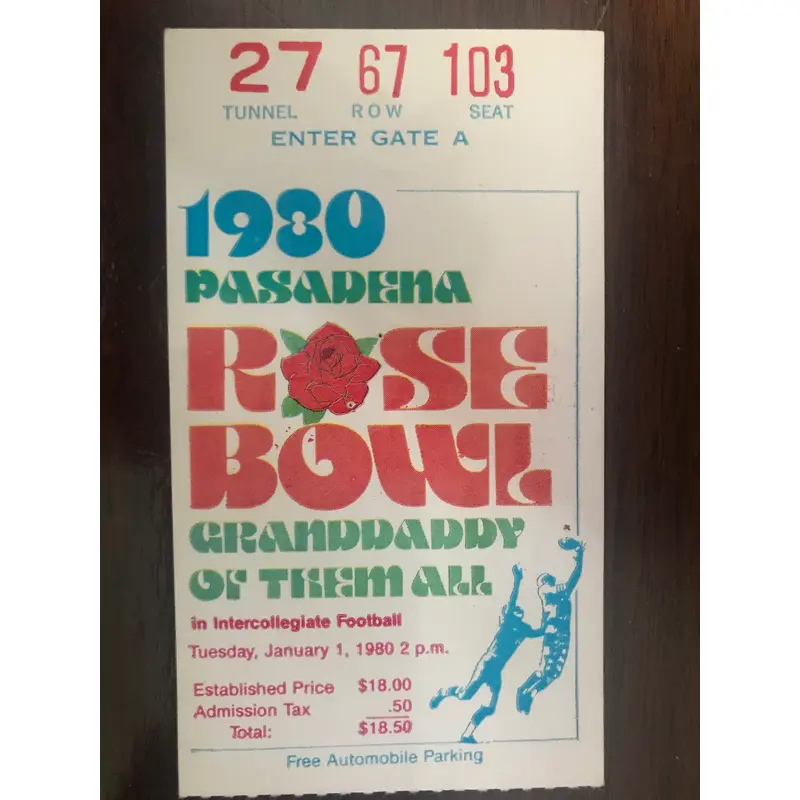 1980 Rose Bowl Ticket Stub Ohio State vs USC