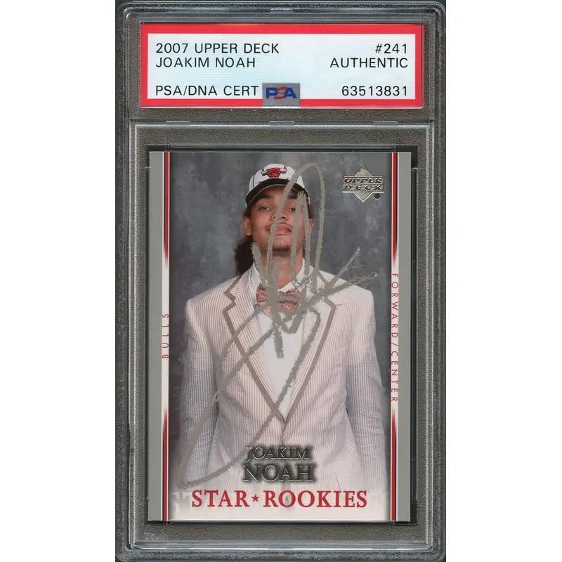 2007-08 Upper Deck #241 Joakim Noah Signed Rookie Card AUTO PSA Slabbed RC Bulls