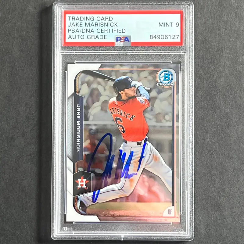 2015 Bowman Chrome #76 Jake Marisnick Signed Card PSA Slabbed Auto GRADE 9 Astros