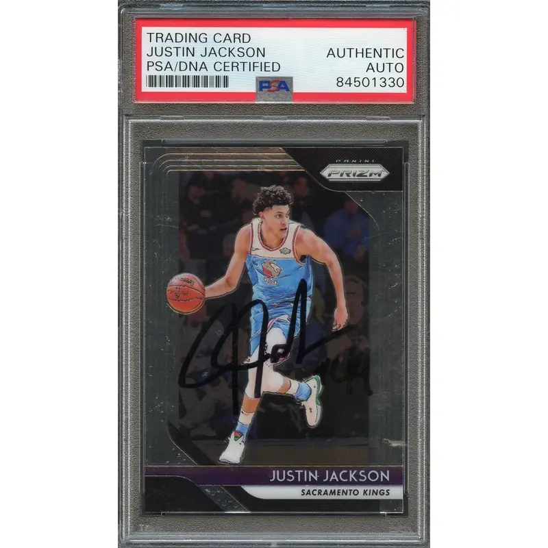 2018-19 Panini Prizm #191 JUSTIN JACKSON Signed Card AUTO PSA Slabbed Kings