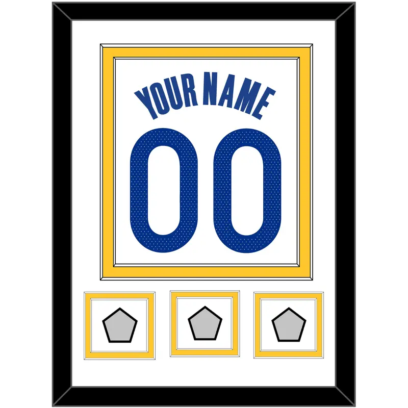 Golden State Name & Number With 3 Champions Patches - White Association - Double Mat 1