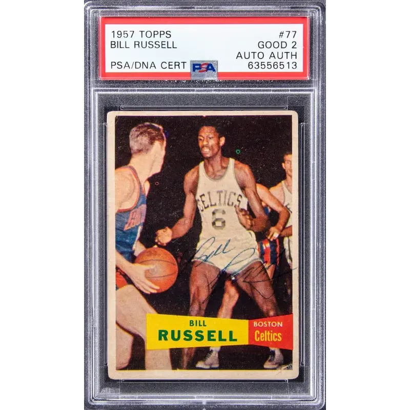1957 Topps #77 Bill Russell Playing Days Signed Rookie Card RC PSA DNA