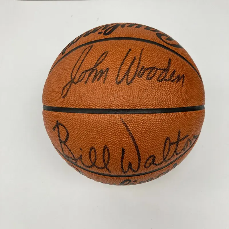John Wooden UCLA & Bill Walton Signed Official NCAA Basketball PSA DNA COA