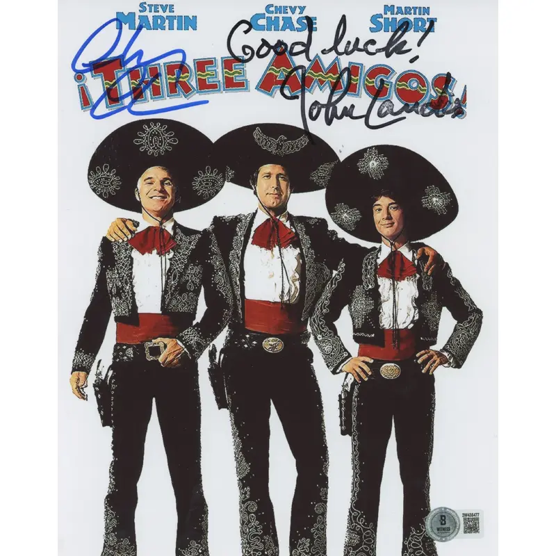 Chevy Chase and John Landis Three Amigos! Signed 8x10 Photo BAS #2W435477