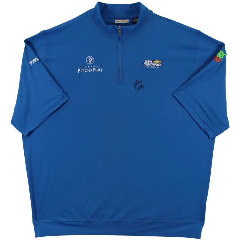 John Daly Signed Match Worn Blue Folds of Honor Quarter Zip Shirt BAS #BH00320