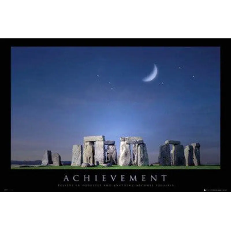 Moonrise over Stonehenge "Achievement" Inspirational Poster - GB Eye (UK)