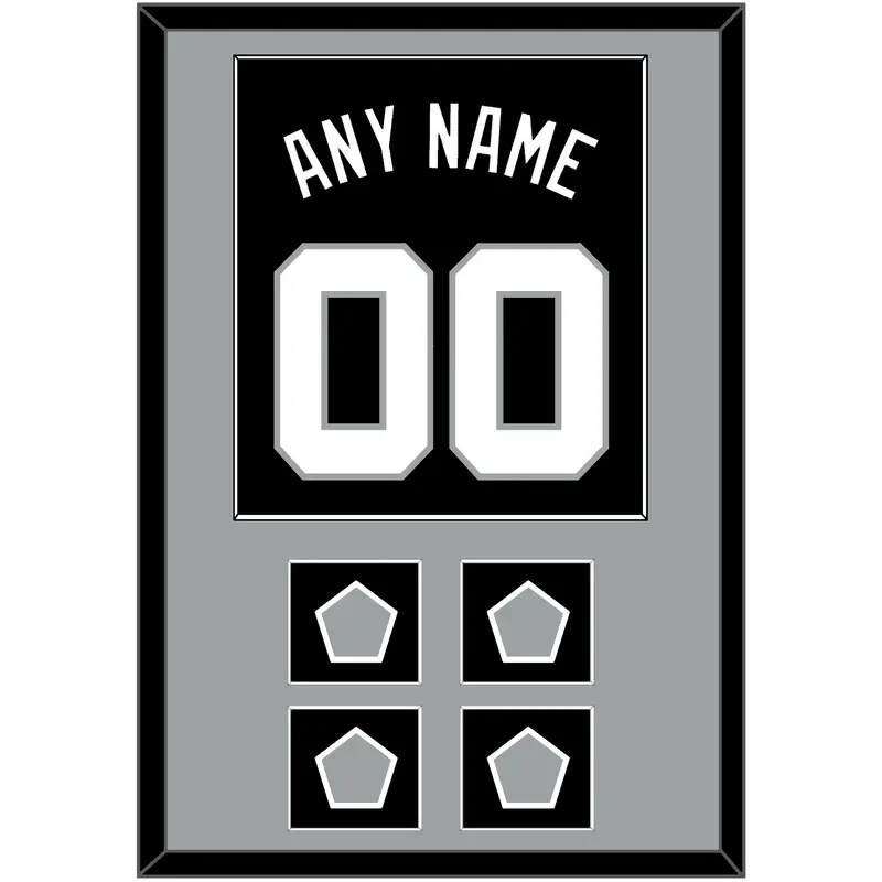 San Antonio Name & Numbers With 4 Finals Patches - Road Black (1989-2002) - Single Mat 2