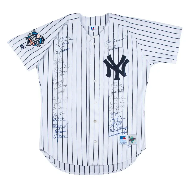 2000 Yankees Team Signed World Series Jersey Derek Jeter Mariano Rivera Beckett