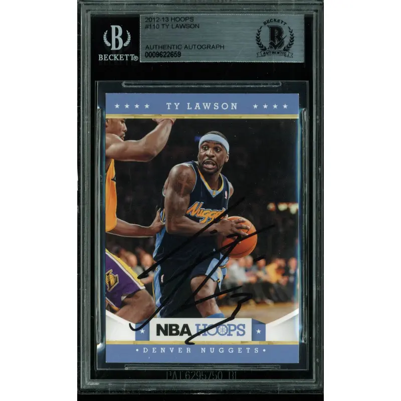 Nuggets Ty Lawson Authentic Signed Card 2012 Hoops #110 BAS Slabbed