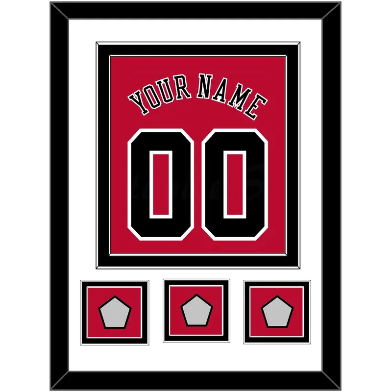 Chicago Name & Number With 3 Finals Patches - Road Red (1986-2017) - Double Mat 1