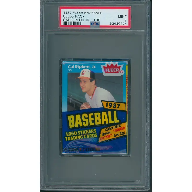 1987 Fleer Baseball Unopened Cello Pack PSA 9 Ripken Jr. Top *0474