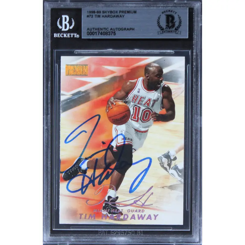 Heat Tim Hardaway Authentic Signed 1998 Skybox Premium #72 Card BAS Slabbed