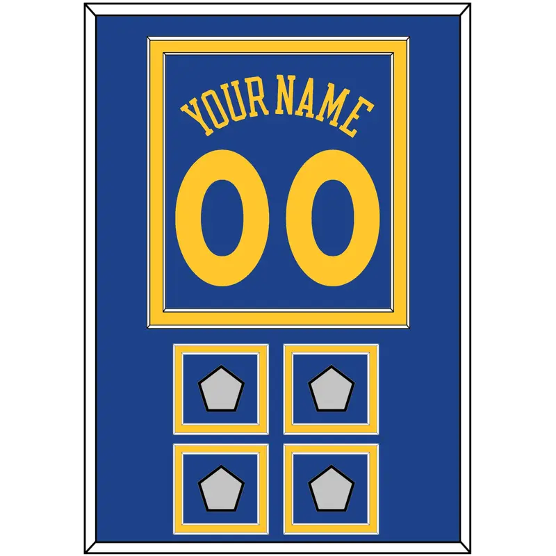Golden State Name & Number With 4 Finals Patches - Road Blue (2010-2019) - Double Mat 2
