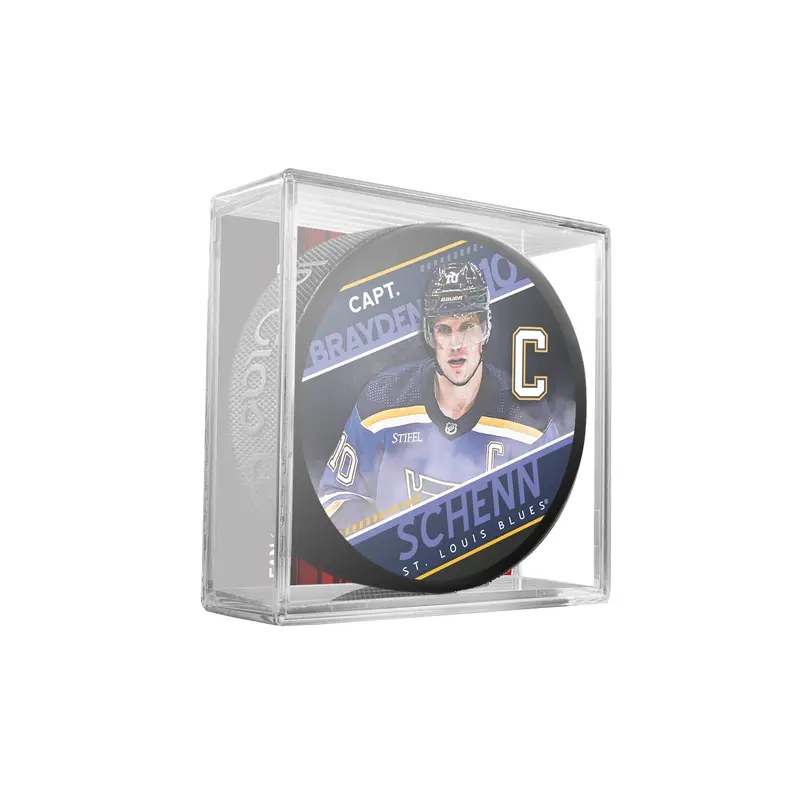 NHL Captain Series Bryden Schenn St. Louis Blues Souvenir Hockey Puck In Cube