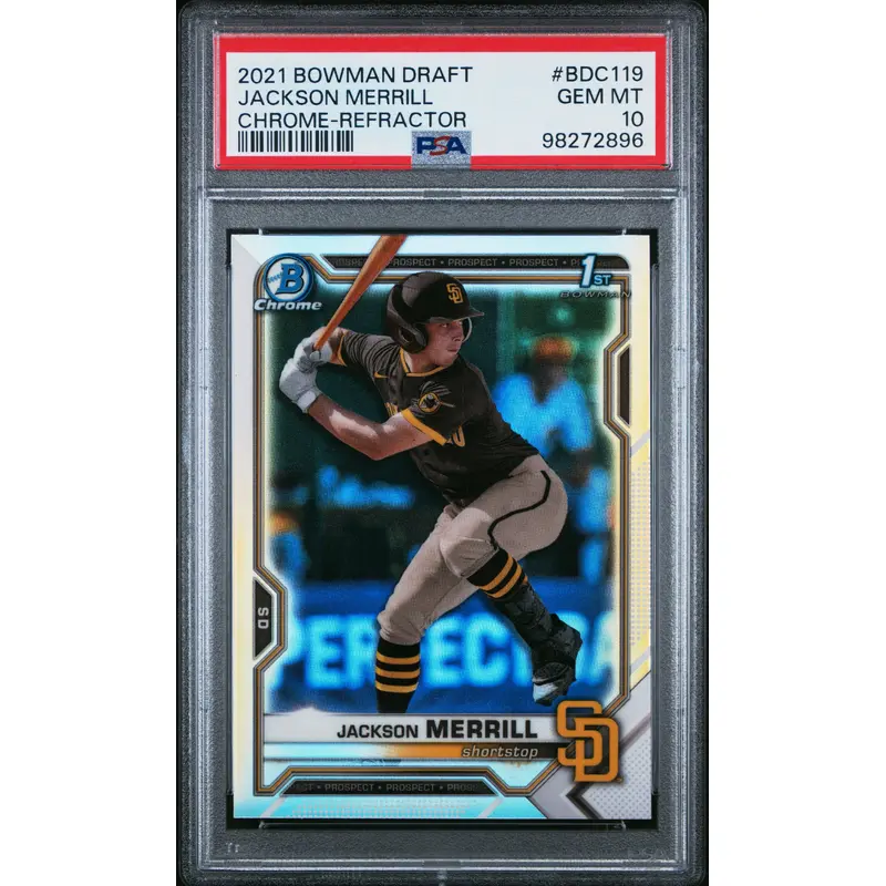 Jackson Merrill 2021 Bowman Chrome Draft Refractor PSA 10 Gem Mint