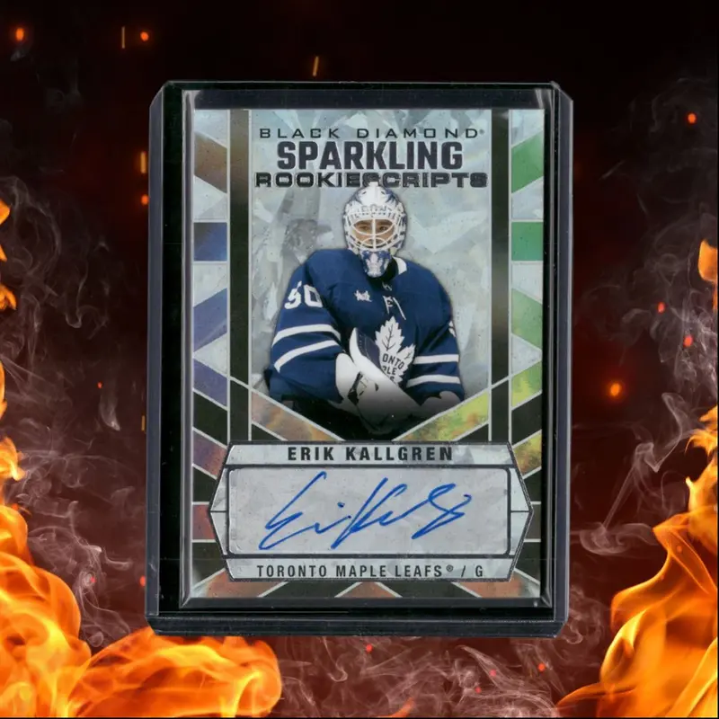 2022-23 Upper Deck Black Diamond Erik Kallgren Sparkling Scripts Rookie Auto