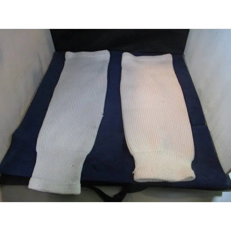 Used White Hockey Socks - red stain