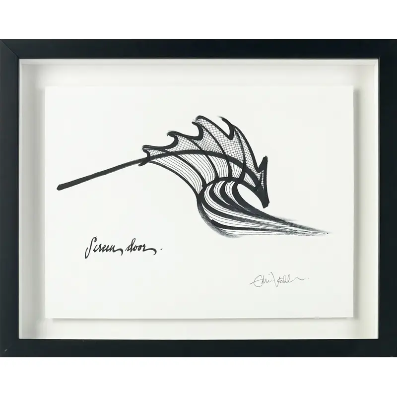 Eddie Vedder Pearl Jam Signed & Framed Screen Door Hand Drawn Sketch BAS LOA