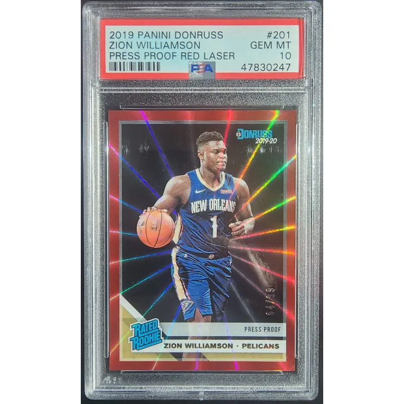 Zion Williamson 2019 Donruss #201 Press Proof Red Laser #64/99 PSA 10 Gem Mint