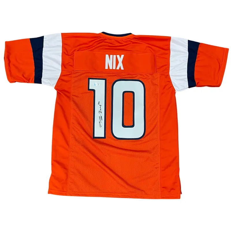 Bo Nix Autographed Denver Broncos (Orange #10) Custom Jersey - Beckett